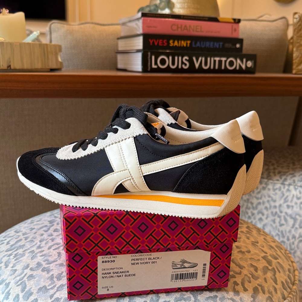 Tory Burch Black and White Athletic Shoes Sneakers - Picture 4 of 6